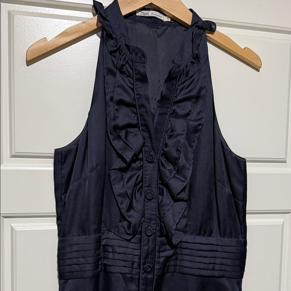 7 For All Mankind Midnight Blue Backless Dress - Picture 3 of 7